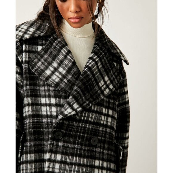 FREE PEOPLE Highlands Wool Peacoat / Salt & Pepper - Picture 7 of 8